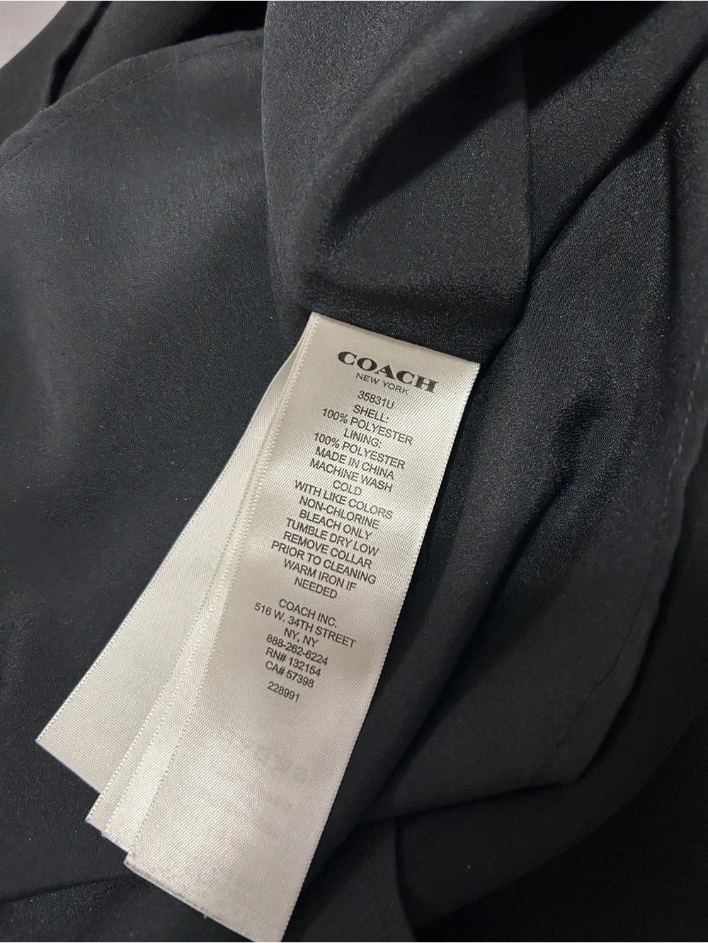 COACH Button Up Mandarin Collar Shirt Dress Black - Picture 7 of 9